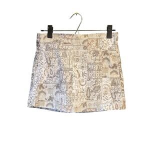 BDG Skirt Womens Medium Mini All Over Print Tapestry Floral Paisley Beige Green